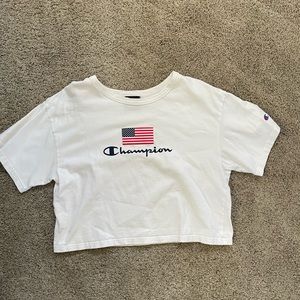 White champion flag crop top